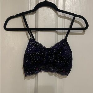 PINK Victoria's Secret Purple Lace Bralette with Rhinestones
